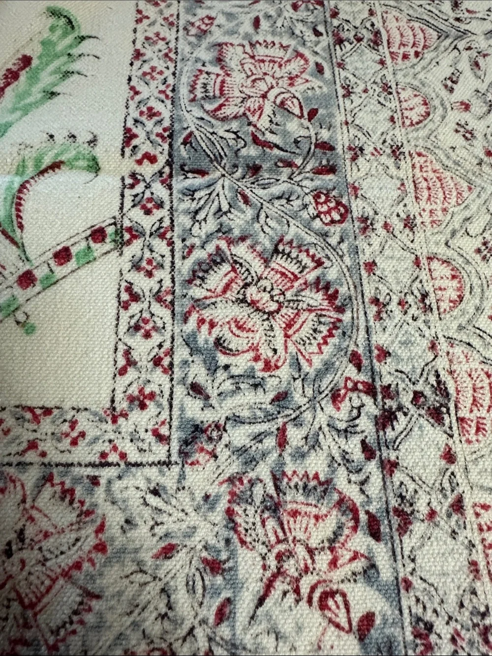 Vtg Persian Ghalamkar Kalamkari Cotton Tablecloth Signed Isfahan Paisley 45x45